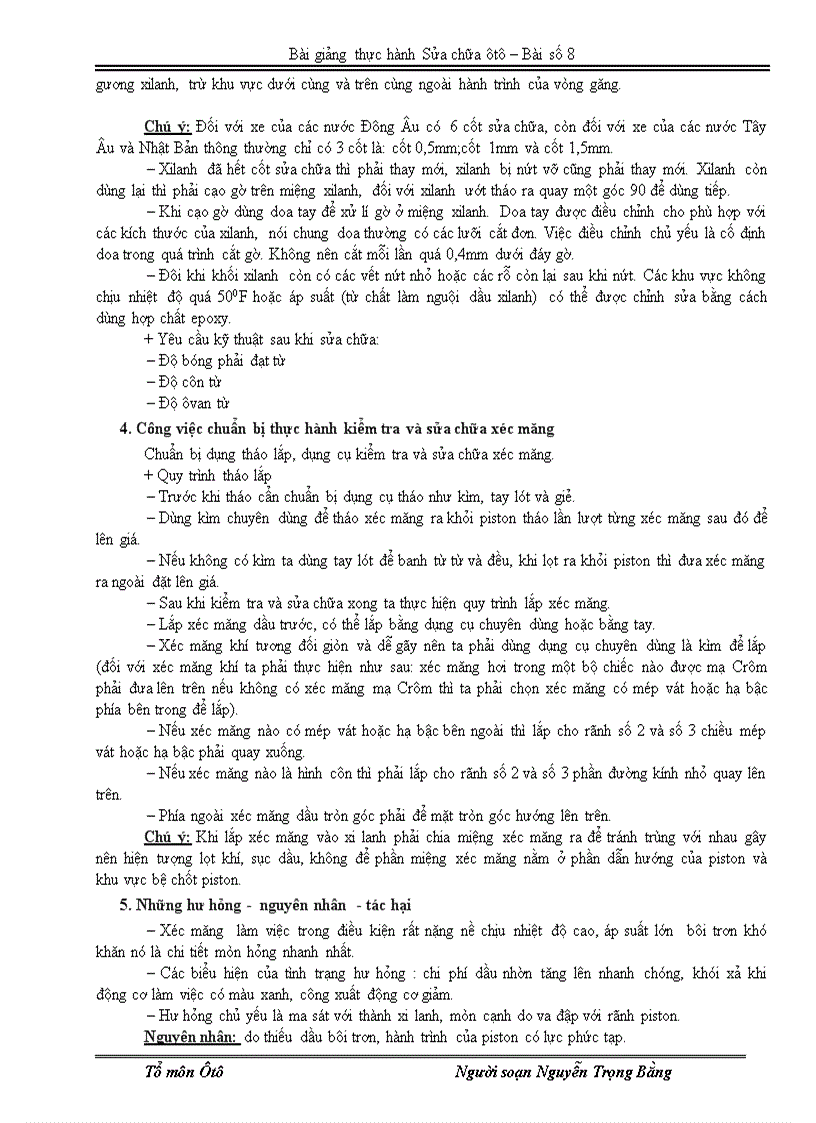 image for page Bài số 11 Tháo lắp kiểm tra bạc lót thanh truyền và trục khuỷu