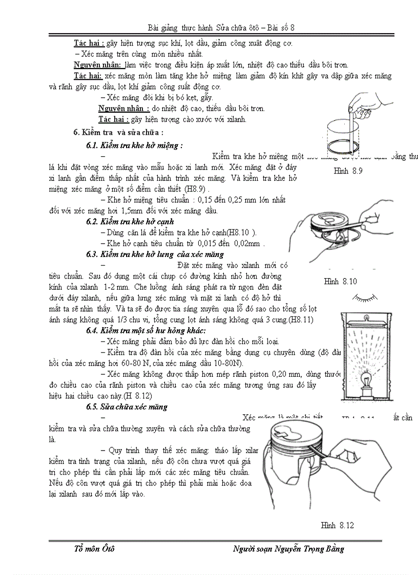 image for page Bài số 11 Tháo lắp kiểm tra bạc lót thanh truyền và trục khuỷu