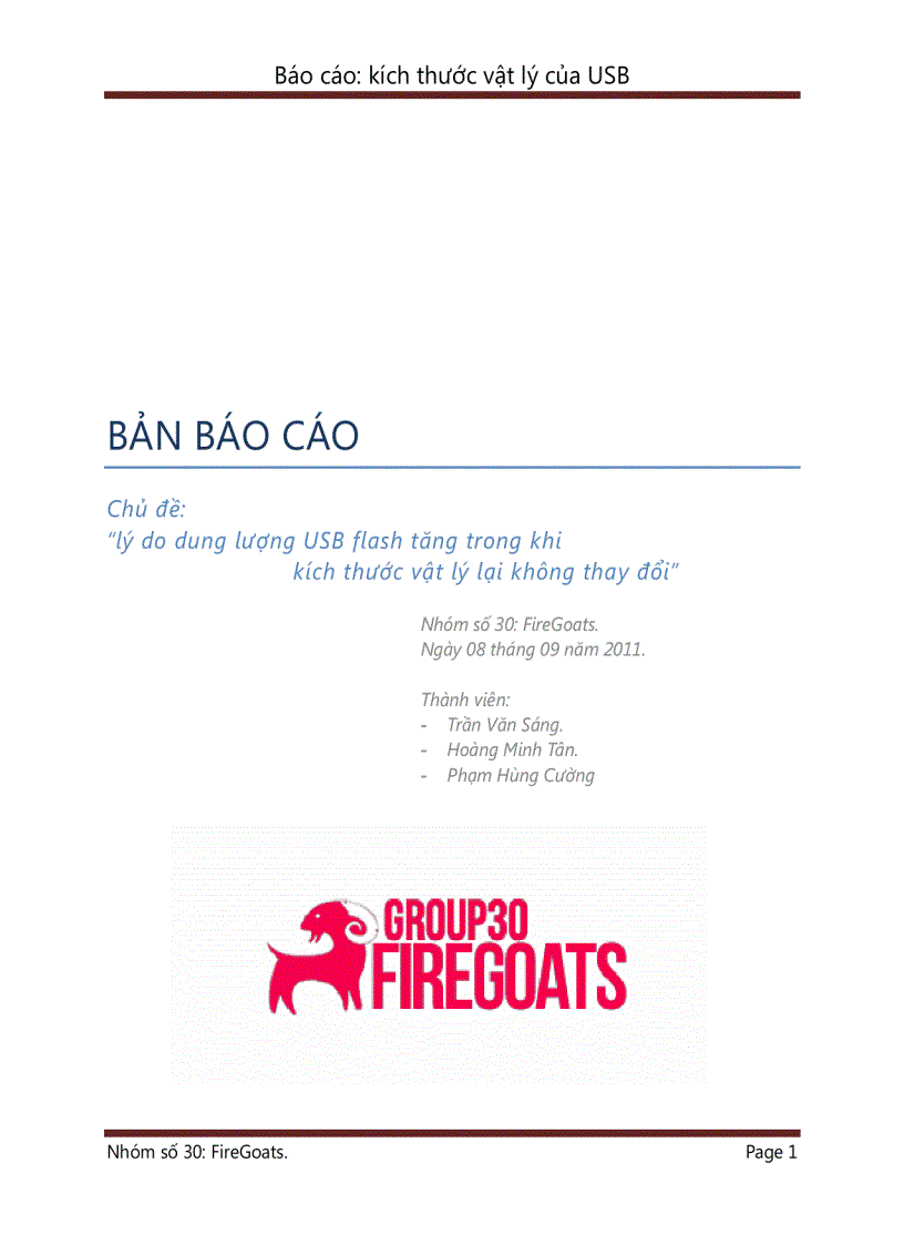 image for page Báo cáo kích thước vật lý của USB