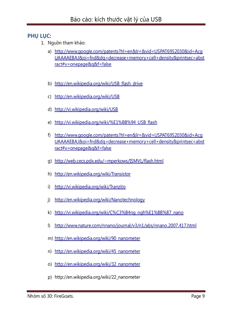 image for page Báo cáo kích thước vật lý của USB