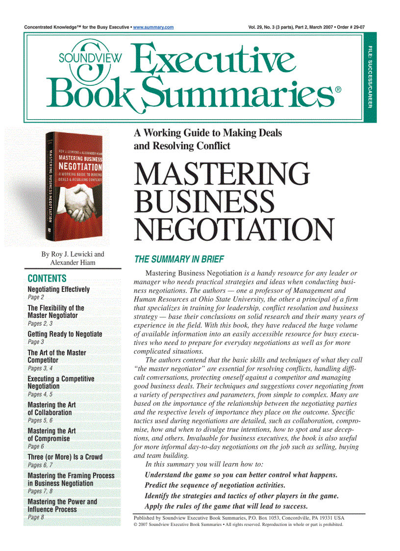 image for page Mastering the Negotiation Arts in Business