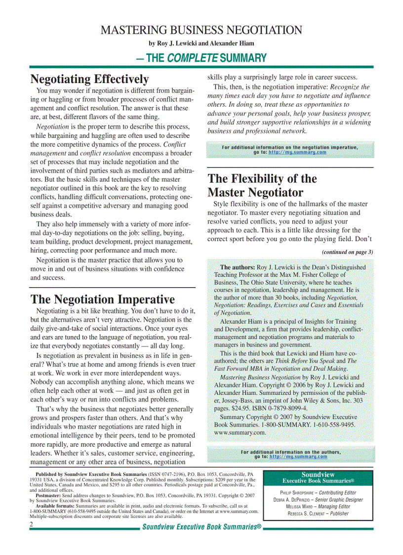 image for page Mastering the Negotiation Arts in Business