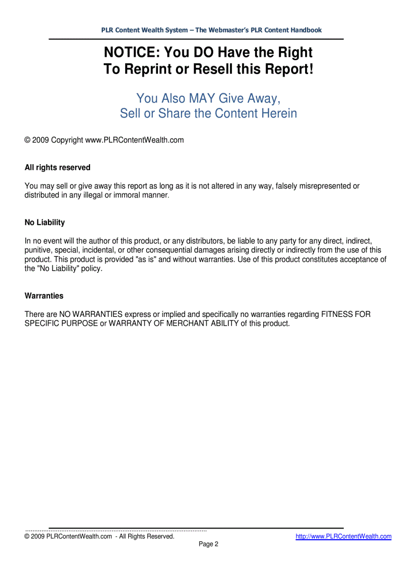 image for page PLR Content Wealth System