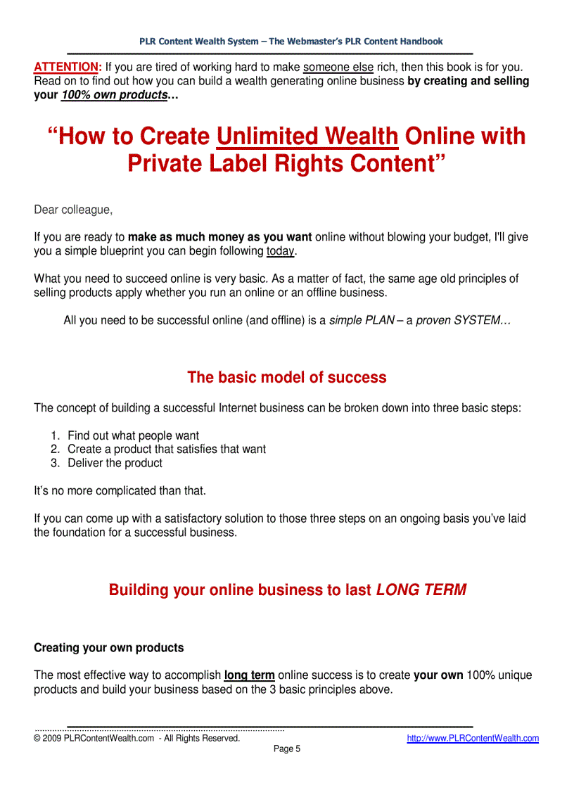 image for page PLR Content Wealth System