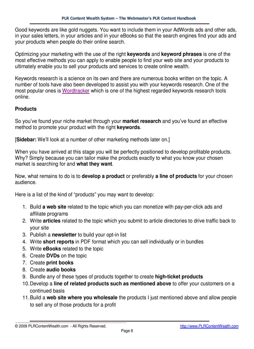 image for page PLR Content Wealth System