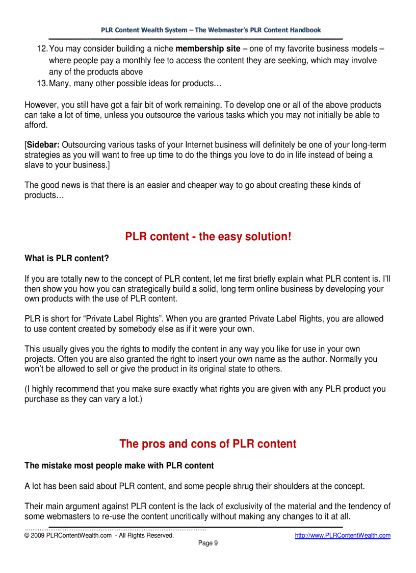 image for page PLR Content Wealth System