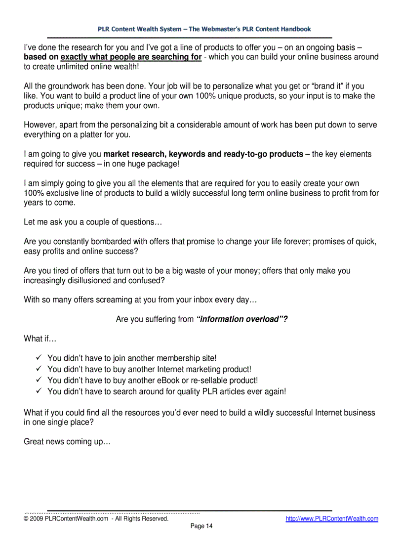 image for page PLR Content Wealth System