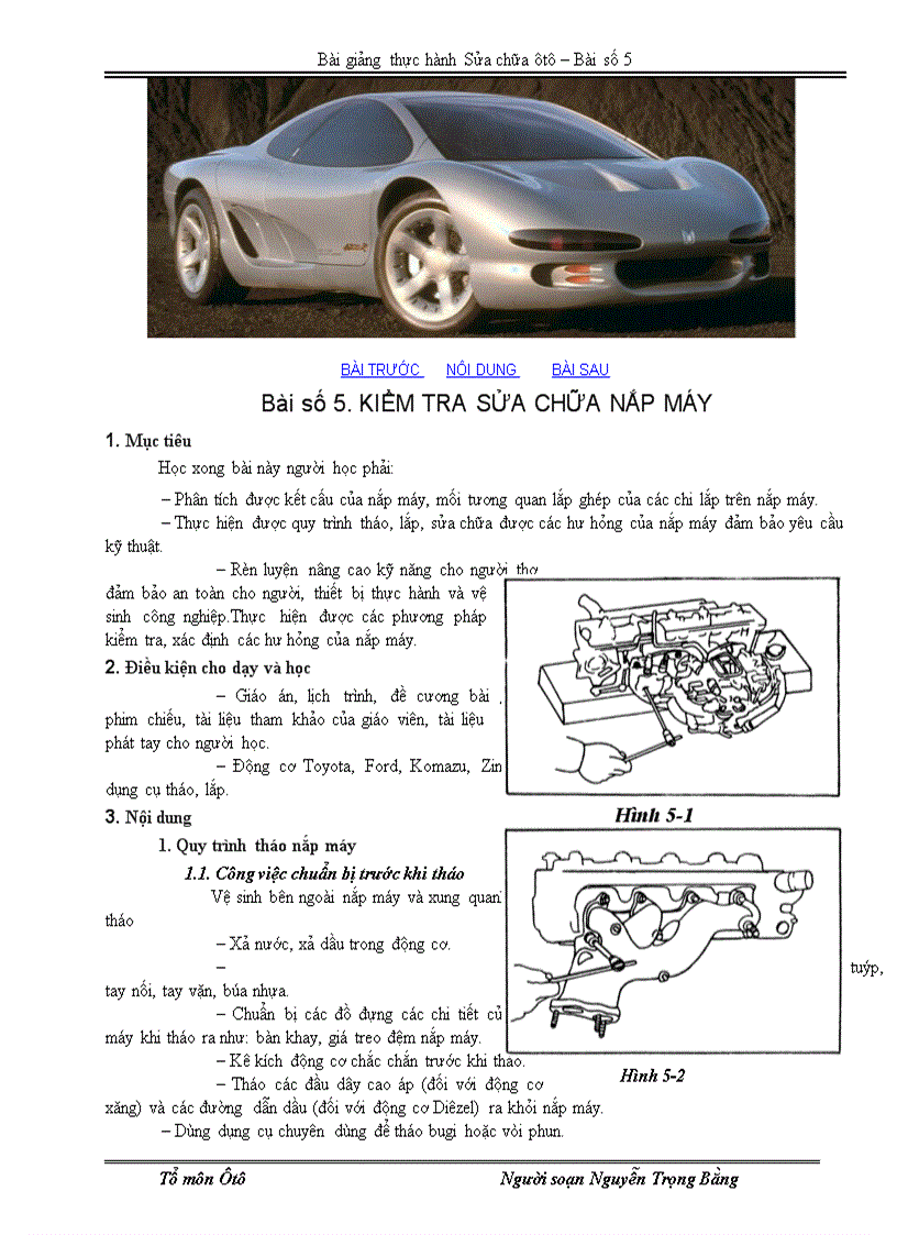 image for page Bài số 5 Kiểm tra sửa chữa nắp máy