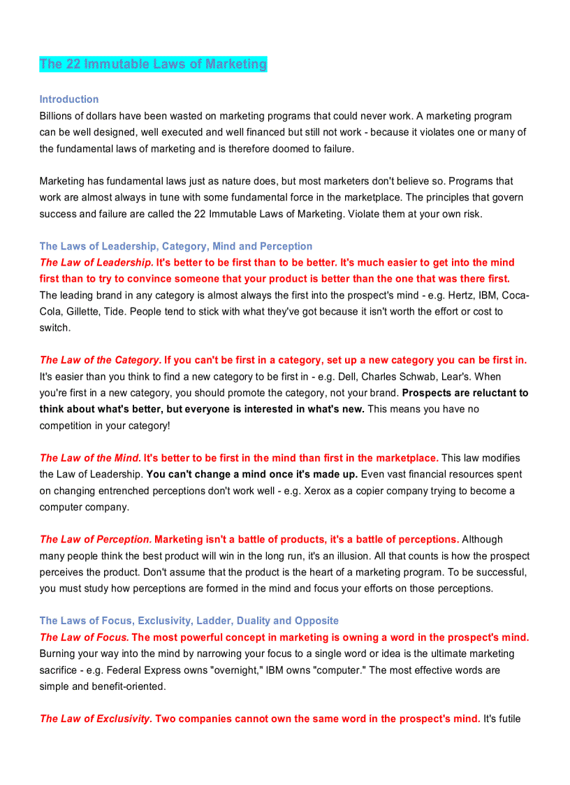 image for page The 22 Immutable Laws of Marketing Philip Kotler