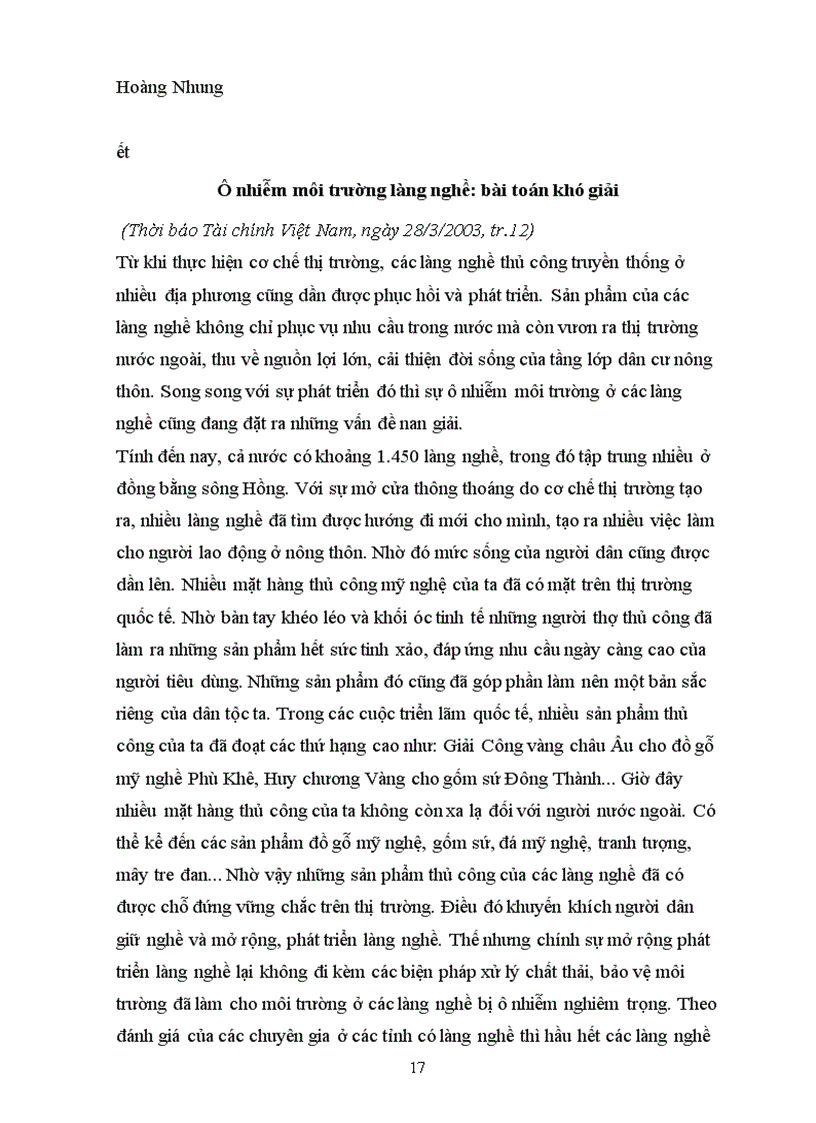 image for page Xung đột môi trường và các giải pháp quản lý xung đột môi trường trong làng nghề Việt Nam