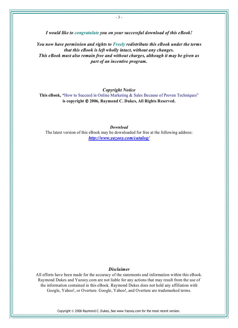 image for page How to Succeed in Online Marketing Sales Because of Proven Techniques by Raymond C Dukes