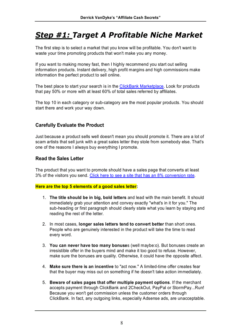 image for page Affiliate Cash Secrects 2009