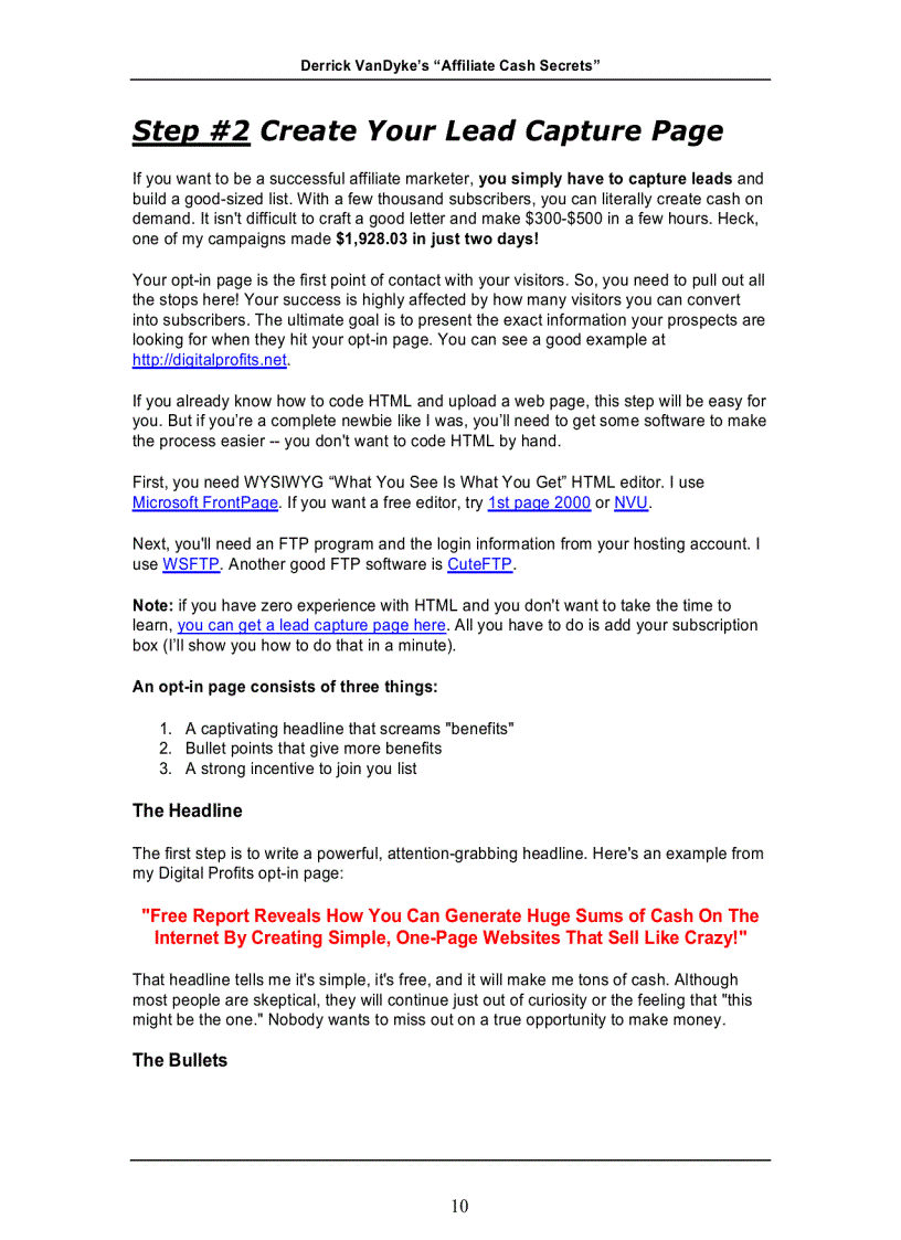 image for page Affiliate Cash Secrects 2009