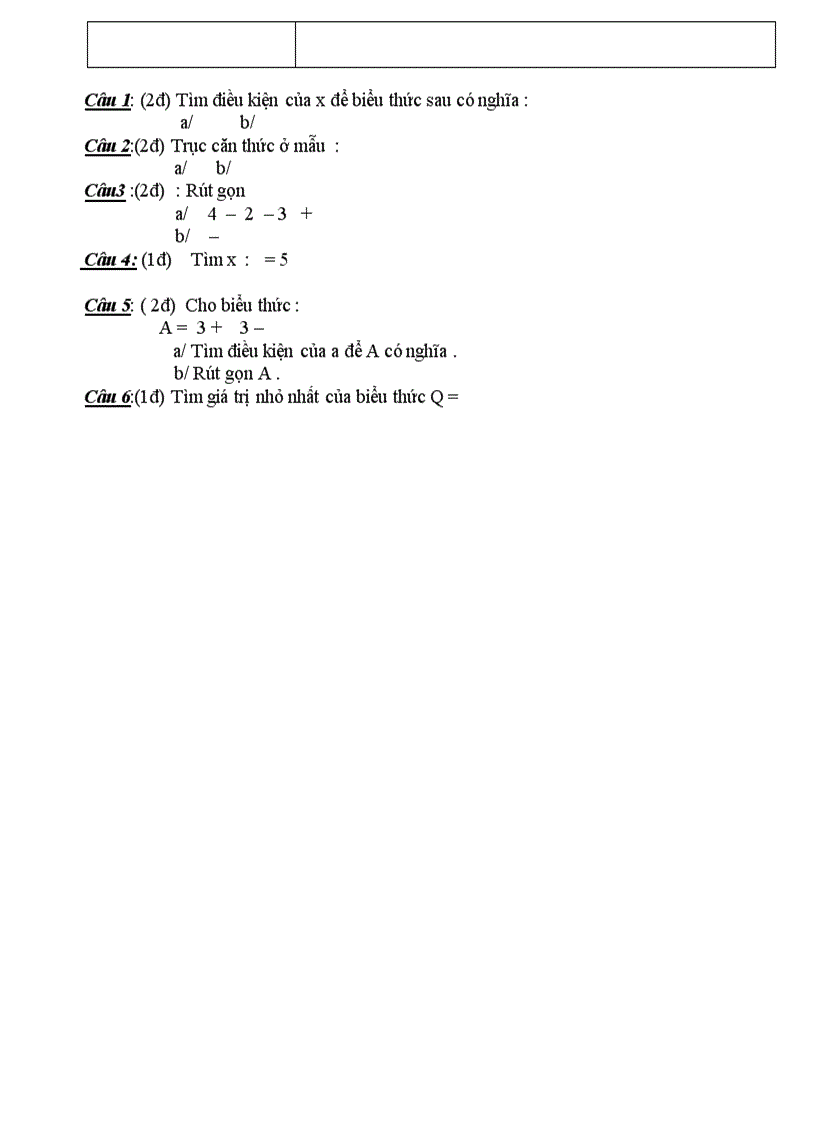 image for page Ma trận đề kiểm tra đại số 9 chương 1 2011 2012