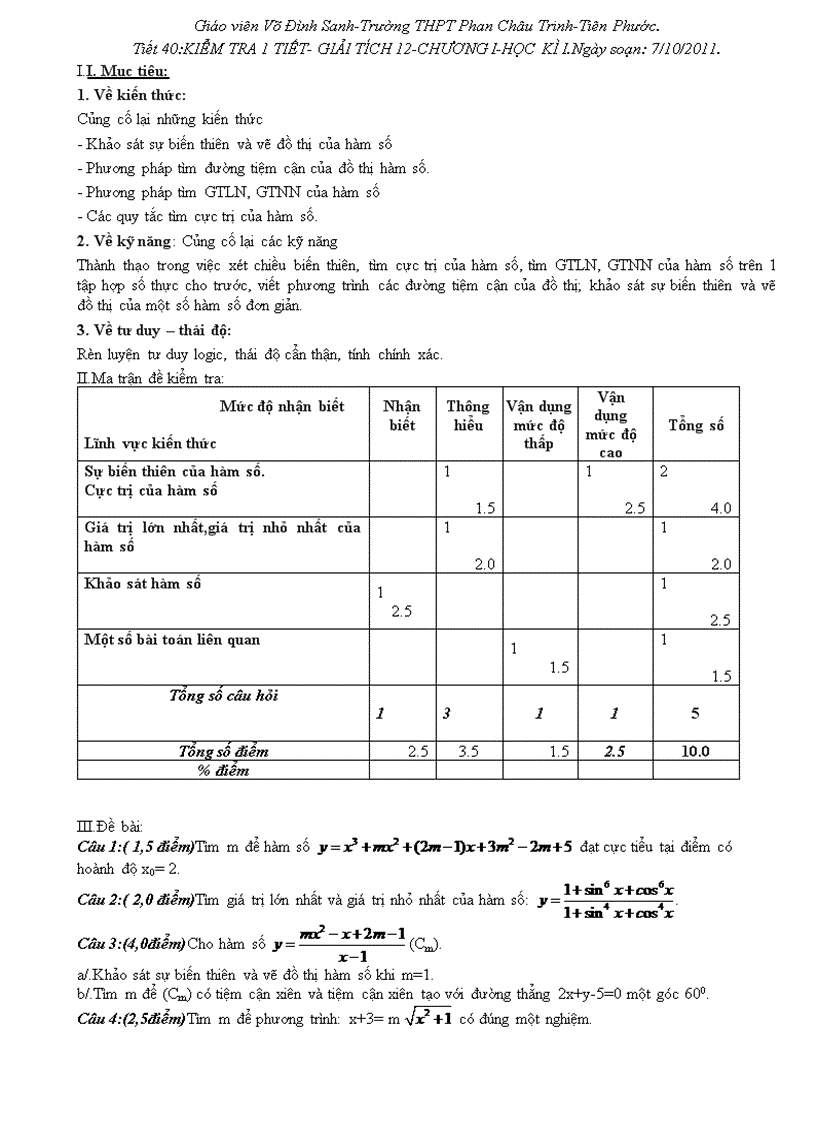 image for page Kiểm tra 1 tiết giải tích 12 chương i học kì i