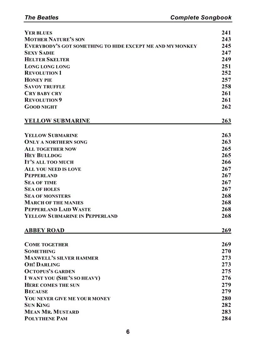 image for page Bộ sưu tập tất cả lời bài hát của The Beatles