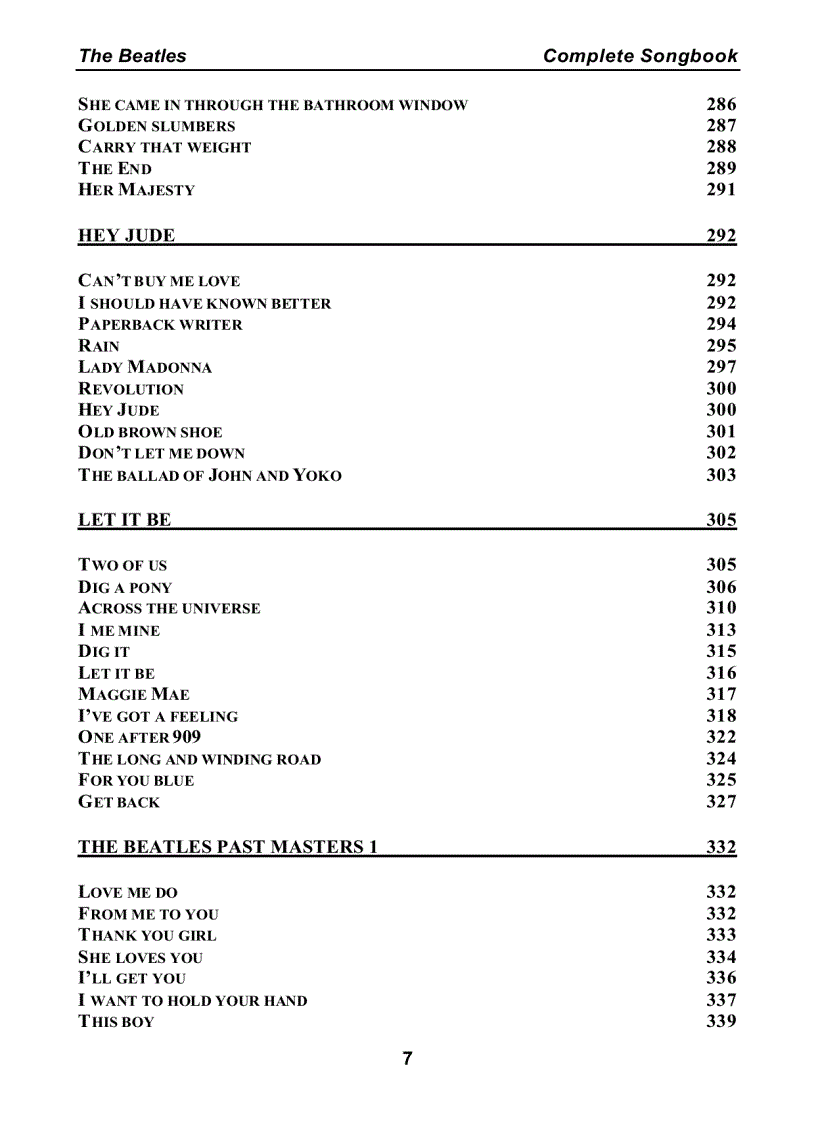 image for page Bộ sưu tập tất cả lời bài hát của The Beatles