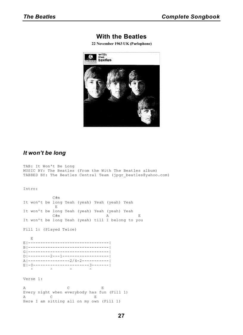 image for page Bộ sưu tập tất cả lời bài hát của The Beatles