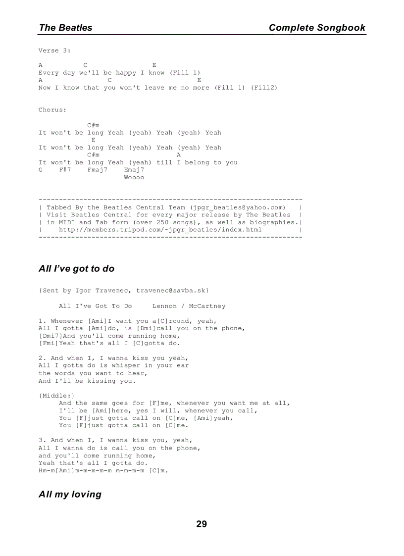 image for page Bộ sưu tập tất cả lời bài hát của The Beatles