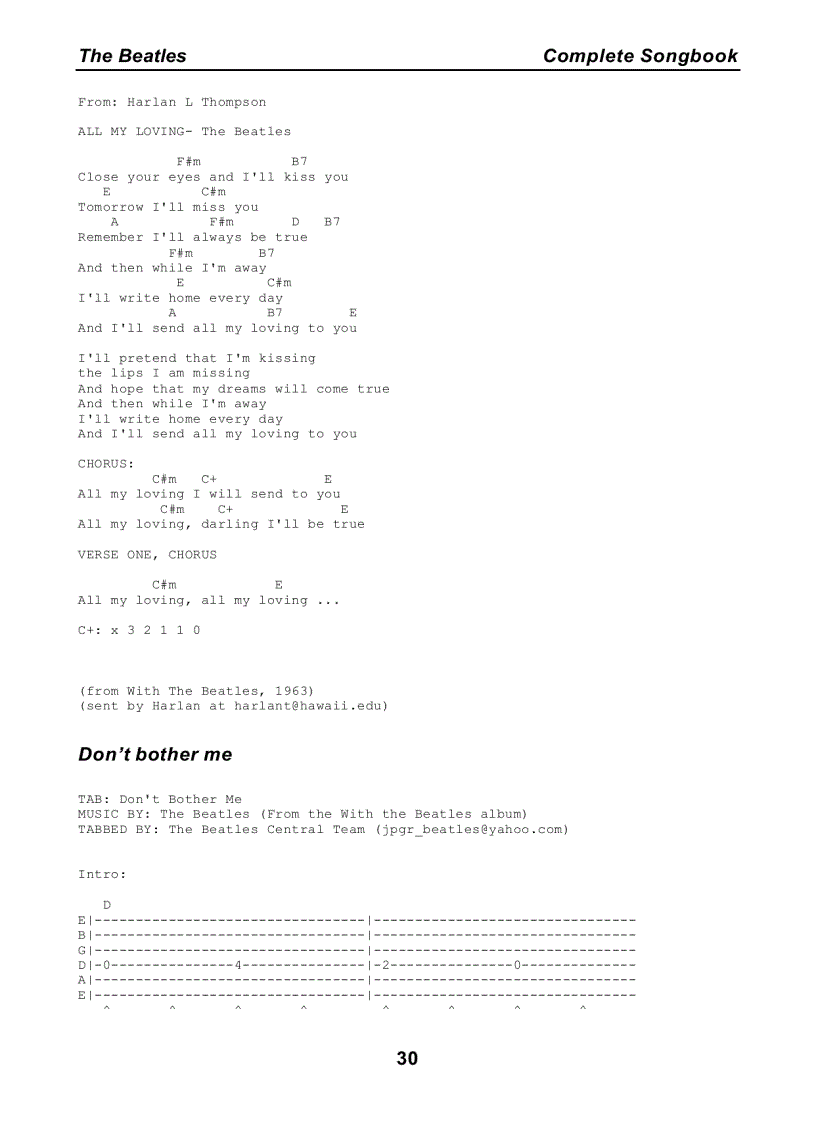 image for page Bộ sưu tập tất cả lời bài hát của The Beatles