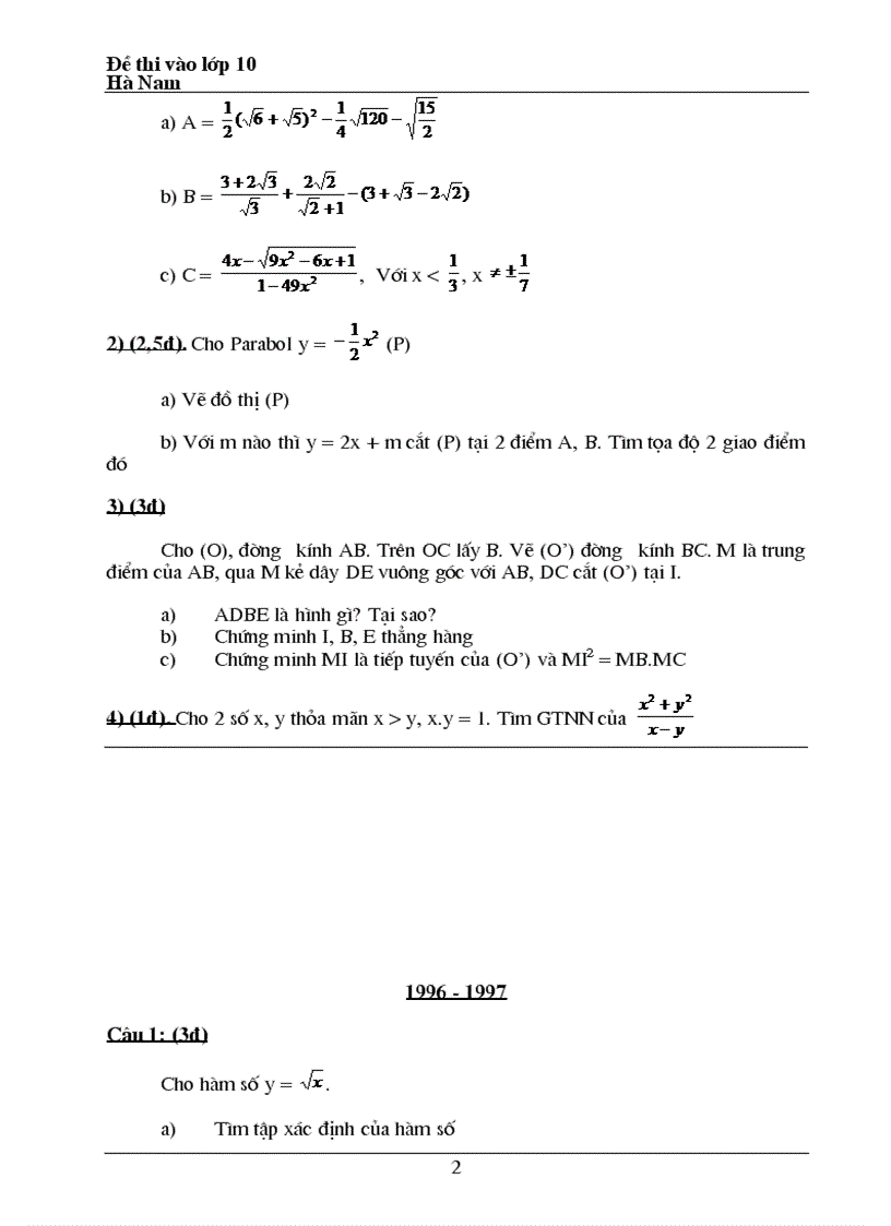 image for page Bộ đề tuyển sinh vào lớp 10 từ năm 1994 2011