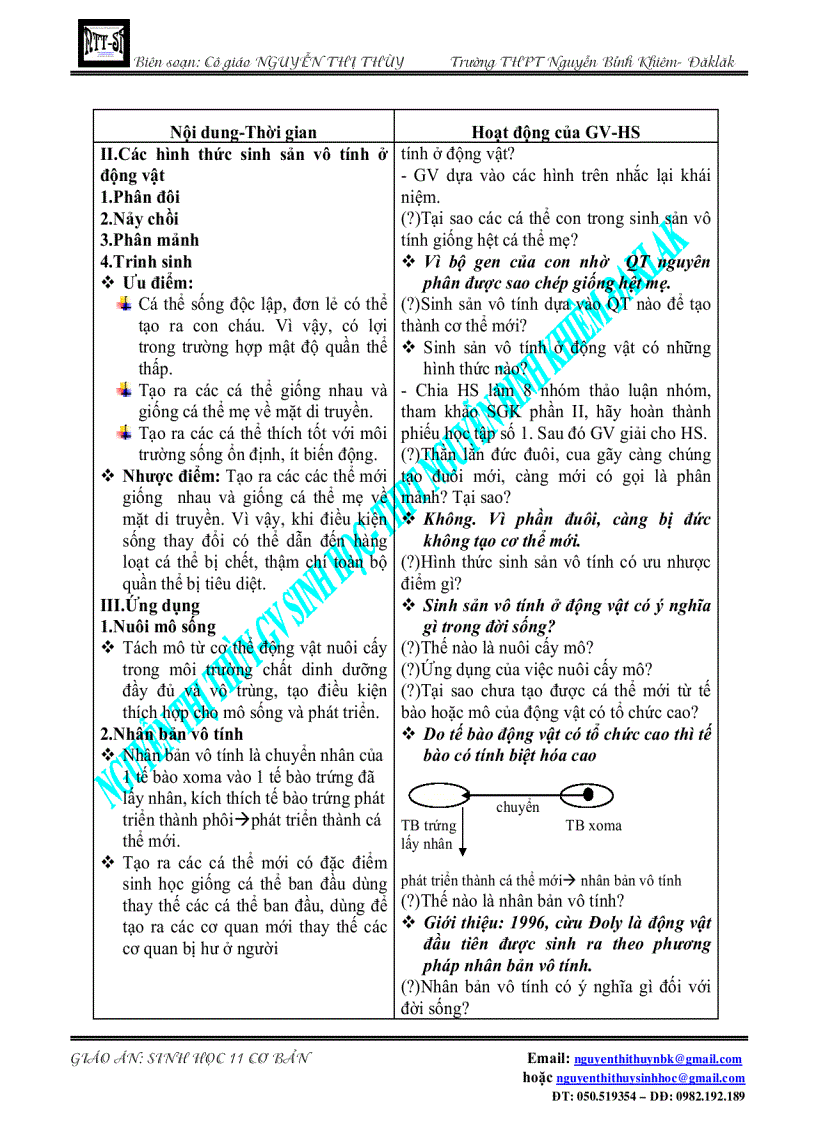 image for page Giáo án bài sinh sản vô tính động vật