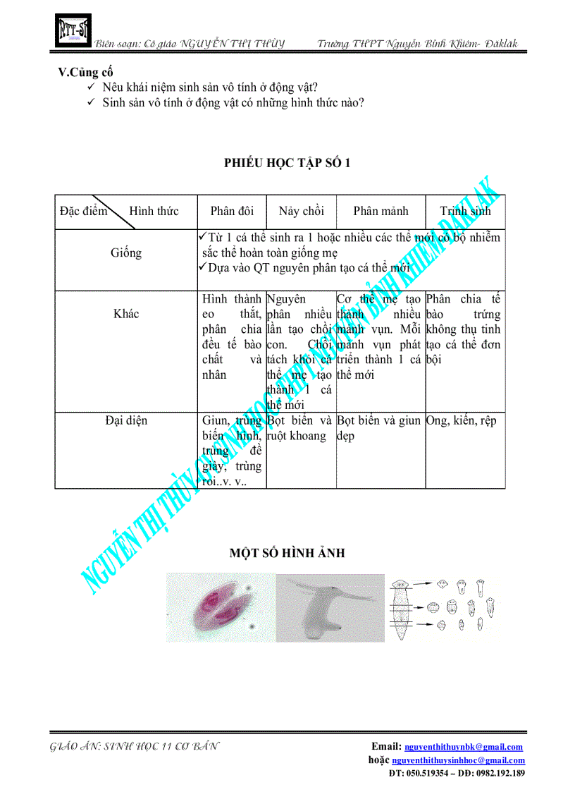 image for page Giáo án bài sinh sản vô tính động vật