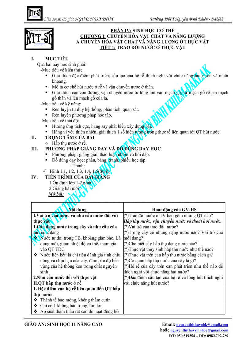 image for page Giáo án Sinh 11 nâng cao