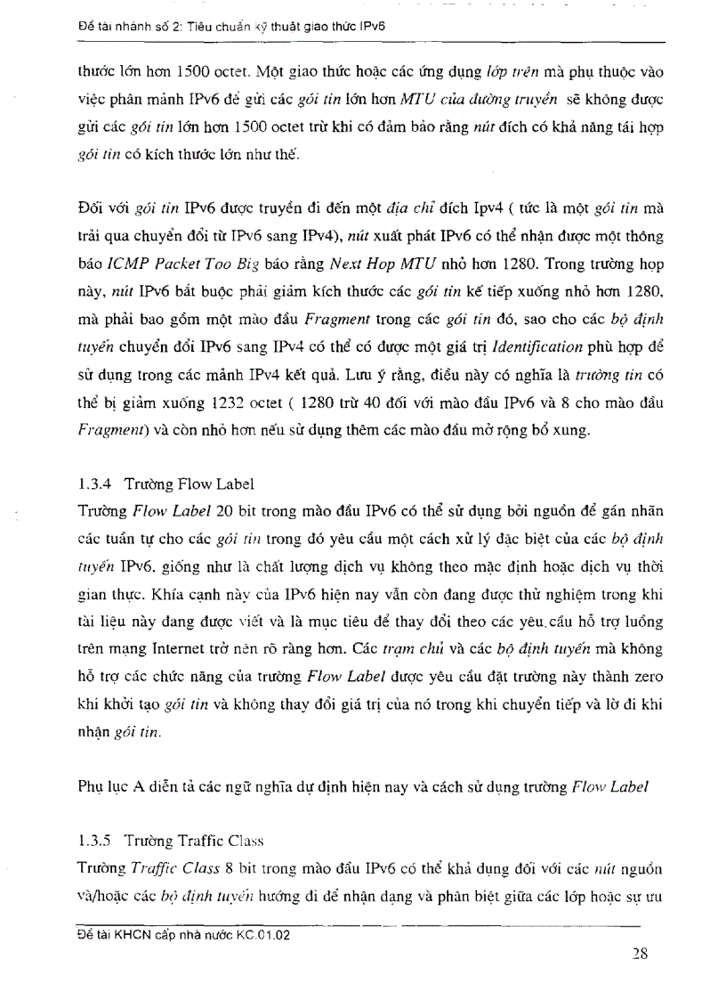 image for page Tiêu chuẩn kỹ thuật truyền tải IPV6