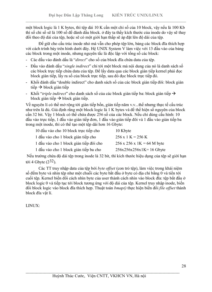 image for page Kiến trúc Unix Linux