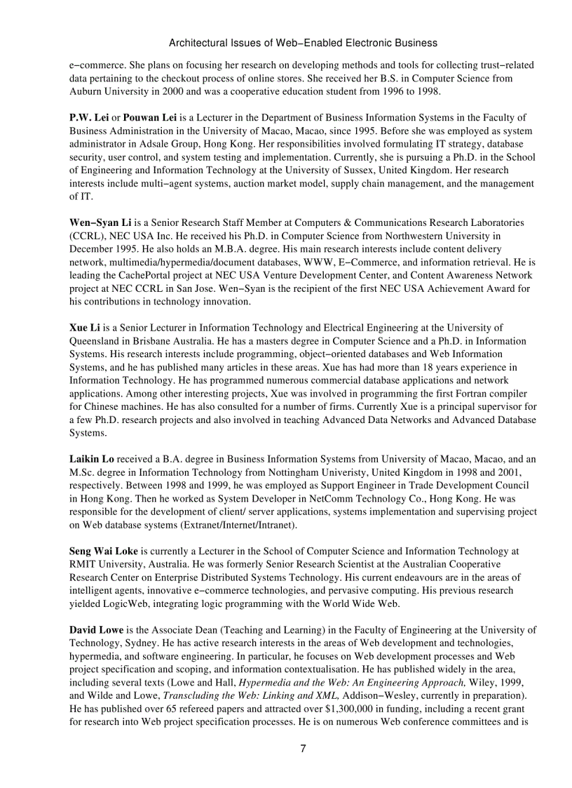 image for page Architectural issues of web enabled electronic business