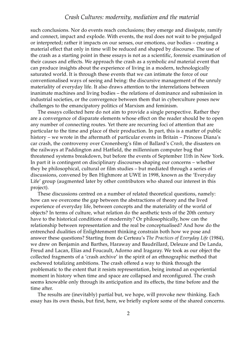 image for page Crash cultures modernity mediation and the material