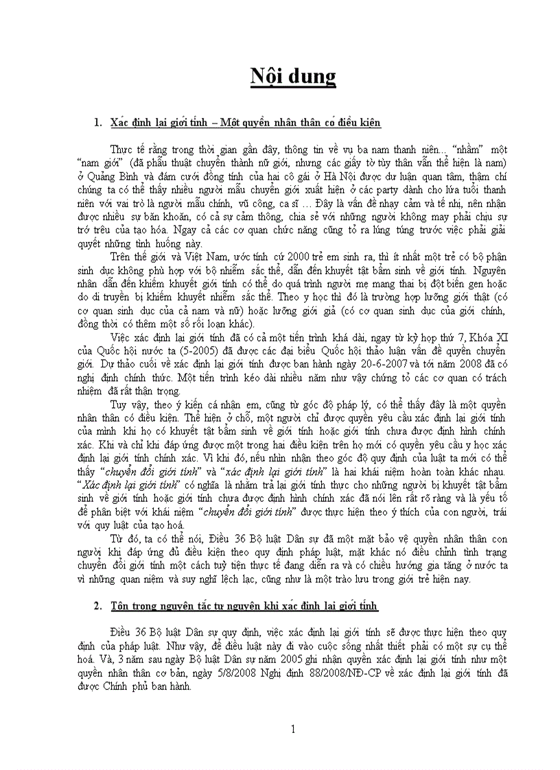 image for page Quyền xác định lại giới tính và hậu quả pháp lý của việc xác định lại giới tính Nhận xét của anh chị về qui định tại Điều 36 Bộ luật dân sự năm 2005 về quyền xác định lại giới tí