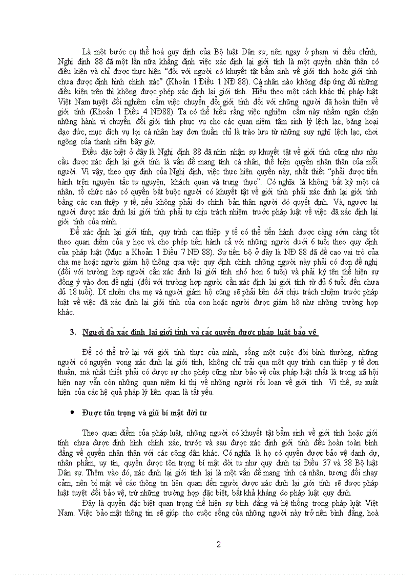 image for page Quyền xác định lại giới tính và hậu quả pháp lý của việc xác định lại giới tính Nhận xét của anh chị về qui định tại Điều 36 Bộ luật dân sự năm 2005 về quyền xác định lại giới tí
