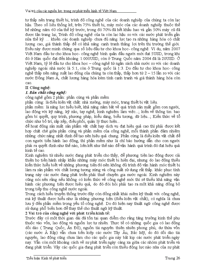 image for page Kinh tế phát triển Vai trò của các nguồn lực trong sự phát triển kinh tế Việt Nam