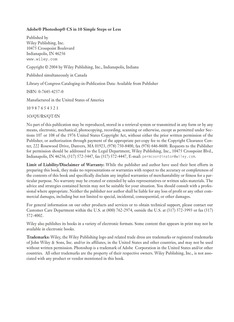 image for page Adobe photoshop cs in 10 simple steps or less