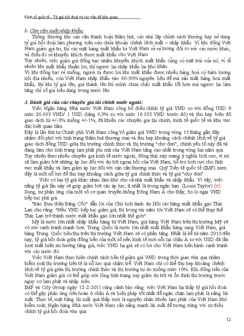 image for page Tiểu luận kinh tế quốc tế tỉ giá hối đoái khái niệm nhân tố ảnh hưởng tác động công cụ điều chỉnh liên hệ với Việt Nam