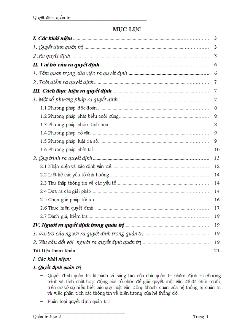 image for page Tiểu luận quản trị học ra quyết định quản trị