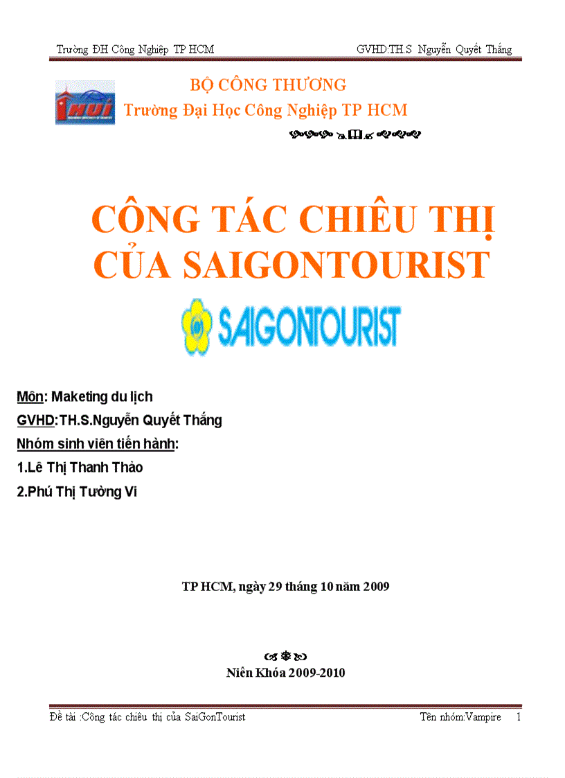 Công tác chiêu thị sản phẩm của Saigon Tourist