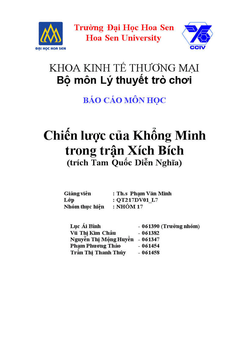 image for page Chiến lược của Khổng Minh trong trận Xích Bích trích Tam Quốc Diễn Nghĩa tiểu luận Lý thuyết trò chơi