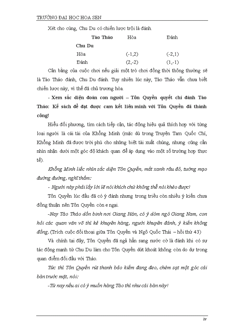 image for page Chiến lược của Khổng Minh trong trận Xích Bích trích Tam Quốc Diễn Nghĩa tiểu luận Lý thuyết trò chơi