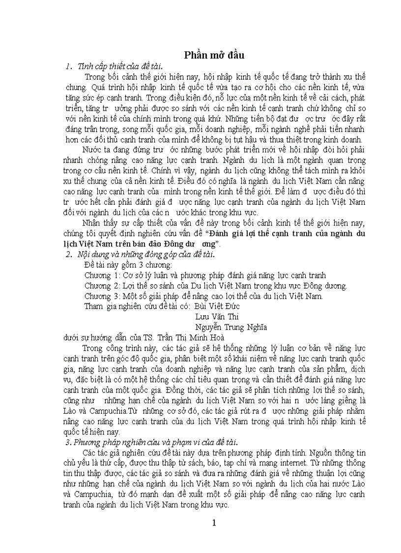 image for page Đánh giá lợi thế cạnh tranh của ngành du lịch Việt Nam trên bán đảo Đông dương