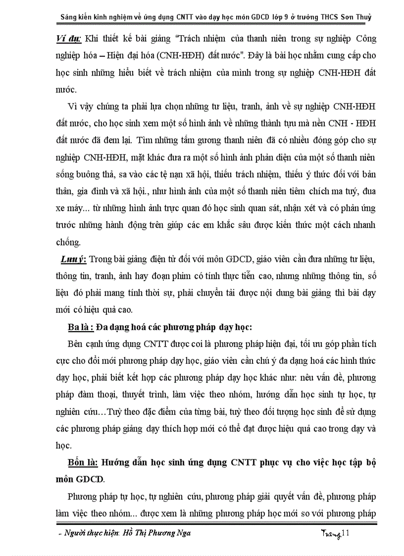 image for page Ứng dụng CNTT vào dạy học môn GDCD lớp 9 ở trường THCS Sơn Thuỷ