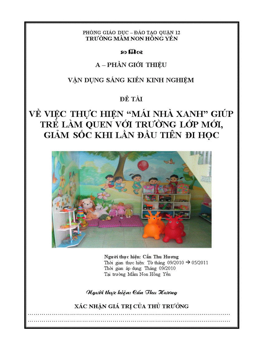 image for page SKKN Giúp trẻ làm quen trường mới và giảm sốc khi lần đầu tiên đi học