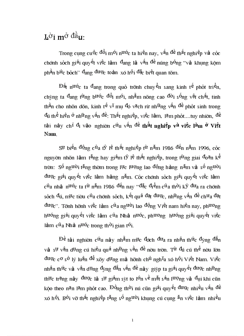 image for page Tình hình thất nghiệp và việc làm ở Việt Nam