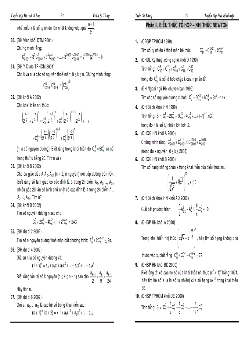 image for page Tuyển các bài Tổ hợp trong các đề thi Đại học