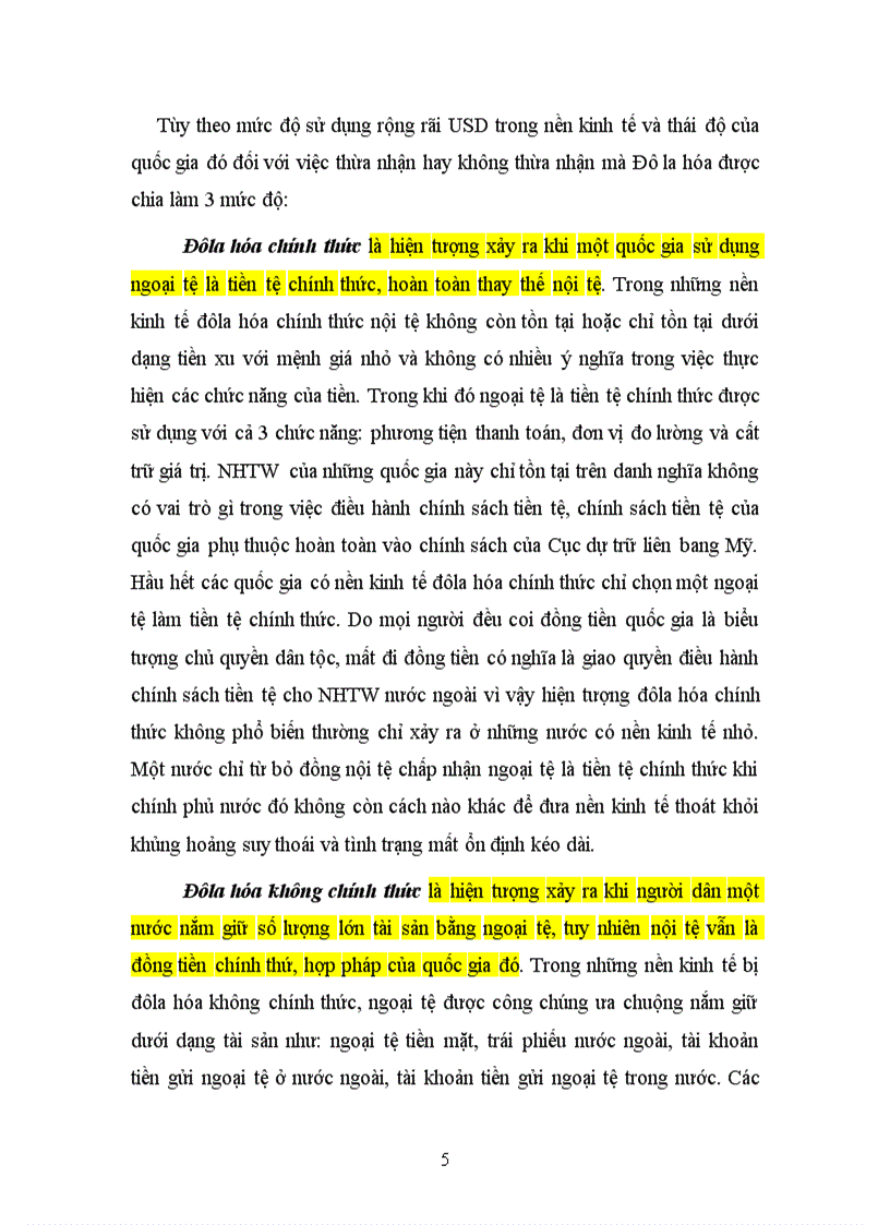 Phân tích những tác động của tình trạng đôla hóa ở Việt Nam và các biện pháp khắc phục 1