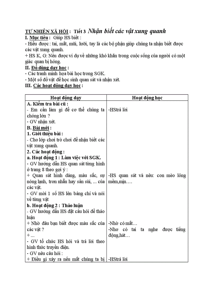 image for page TỰ NHIÊN XÃ HỘI Nhận biết các vật xung quanh