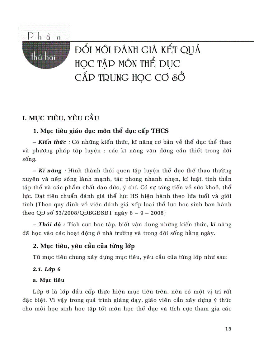 image for page Đổi mới đánh giá kết quả học tập của học sinh Trung học cơ sở môn thể dục