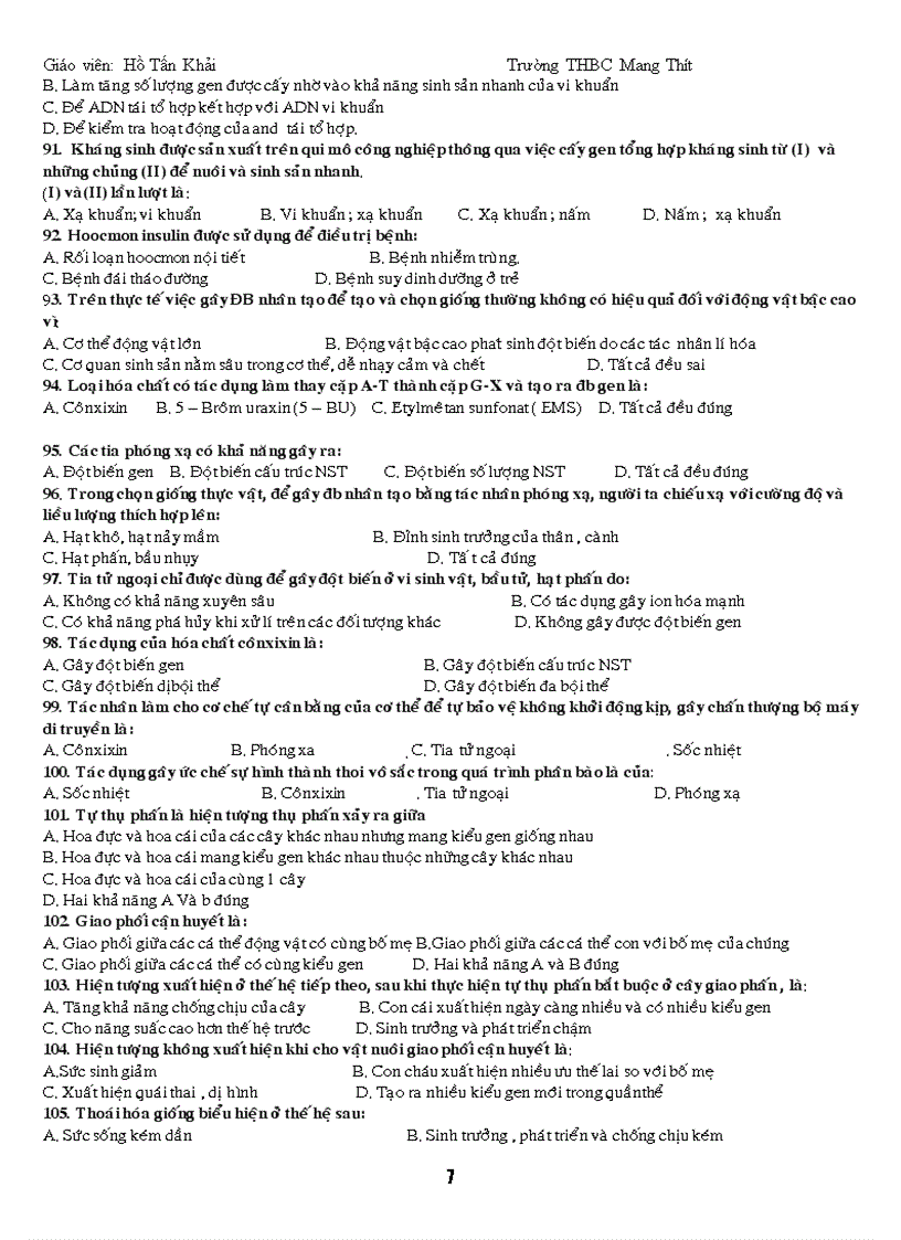 image for page Hệ thống câu hỏi trắc nghiệm sinh học 12